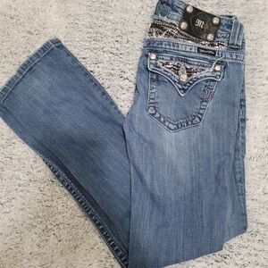 Miss Me Blue Boot Cut Jeans with Embellished Details